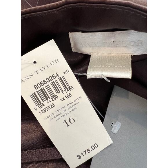 Ann Taylor Strapless Silk formal midi dress chocolate brown 16 - Picture 8 of 9